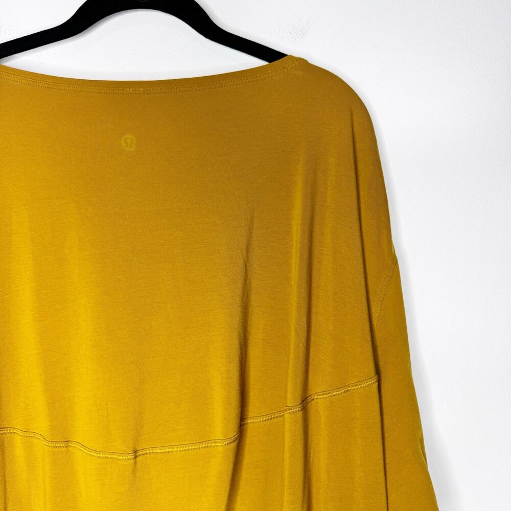 Lululemon Back in Action Long Sleeve Top Mustard Boat Neck Oversized Tunic - Picture 3 of 5